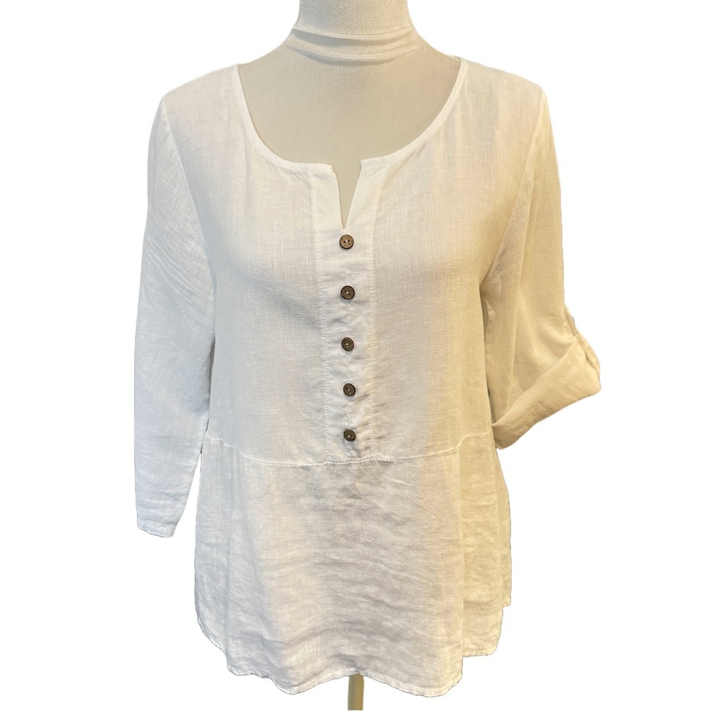 Terzo Millenio 100% Linen Blouse Tunic L